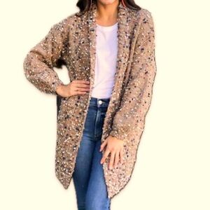 Confetti cardigan long  Mocha Cardigan Davi & Dani Boutique NWT